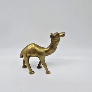 Vintage Brass Camel Figurine Gold Tone Decorative Showpiece